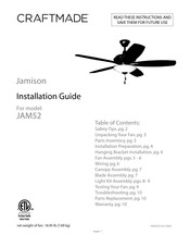 Craftmade Jamison JAM52 Guia De Instalacion