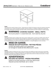 Crate&Barrel Jenny Lind Manual De Instrucciones