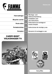 Fiamma CARRY-BIKE VOLKSWAGEN T4 Instruciones De Montaje Y Uso