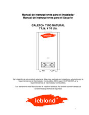 leblond CALEFON SOCIAL 7 Manual De Instrucciones Para El Usuario