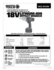 Matco Tools MCL1812IW Instrucciones De Operación