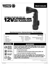 Matco Tools MUC122LED Instrucciones De Operación