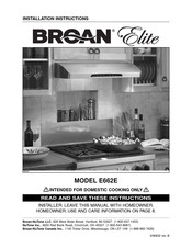 Broan Elite E662E Instrucciones De Instalación