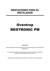 oventrop REGTRONIC PM Indicaciones Para El Instalador