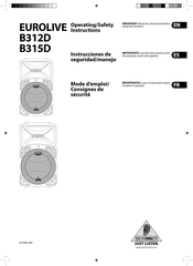 Behringer EUROLIVE B315D Instrucciones De Seguridad/Manejo