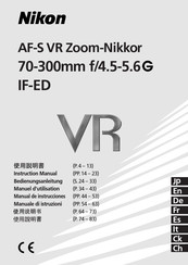 Nikon AF-S VR Zoom-Nikkor 70-300mm f/4.5-5.6G IF-ED Manual De Instrucciones