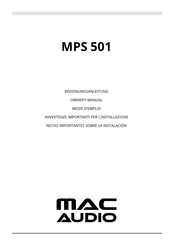 MAC Audio MPS 501 Notas Importantes Sobre La Instalación