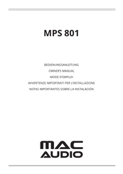 MAC Audio MPS 801 Notas Importantes Sobre La Instalación