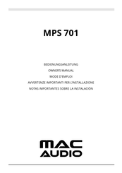 MAC Audio MPS 701 Notas Importantes Sobre La Instalación