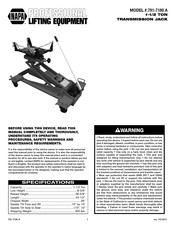 Napa PROFESSIONAL LIFTING EQUIPMENT 791-7180 A Manual De Instrucciones