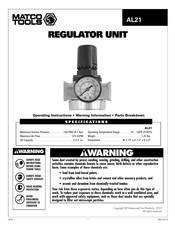 Matco Tools AL21 Instrucciones De Operación Y Inforación De Advertencia Y Revisión De Refacciones