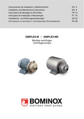 Bominox SIMPLEX-M Instrucciones De Instalación Y Mantenimiento