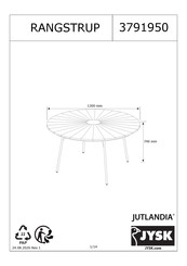 JYSK RANGSTRUP 3791950 Manual De Instrucciones