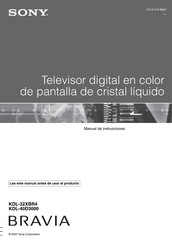 Sony BRAVIA KDL-32XBR4 Manual De Instrucciones