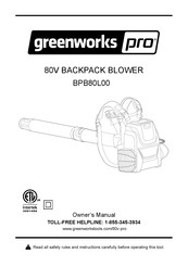 Greenworks Pro BPB80L00 Manual Del Propietário