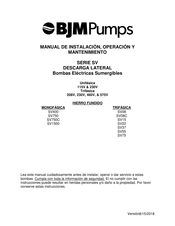 BJM Pumps SV55 Manual De Instalación, Operación Y Mantenimiento