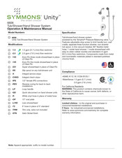 Symmons Unity 6606 Manual Del Usuario