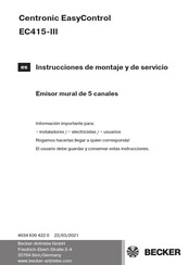 Becker Centronic EasyControl EC415-III Instrucciones De Montaje Y De Servicio