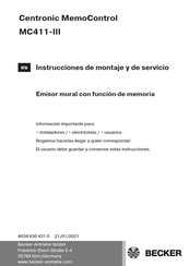 Becker Centronic MemoControl MC411-III Instrucciones De Montaje Y De Servicio