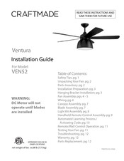 Craftmade Ventura VEN52 Guia De Instalacion