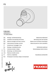 Franke F3SV2001 Instrucciones De Montaje Y Servicio