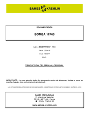 SAMES KREMLIN BOMBA 17F60 Traducción Del Manual Original