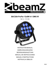 Beamz professional BAC304 ProPar 12x8W 4-1 DMX IR Manual De Instrucciones