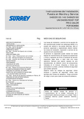 SURREY 548NZX180 Instrucciones De Instalación, Puesta En Marcha Y Service