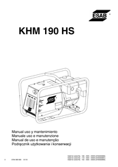 ESAB KHM 190 HS Manual Uso Y Mantenimiento