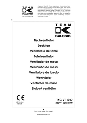 Team kalorik TKG VT 1017 Manual De Instrucciones