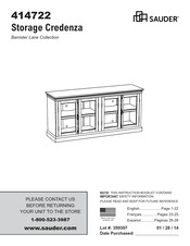 Sauder Barrister Lane 414722 Instrucciones De Montaje