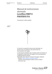 Endress+Hauser Levelflex FMP53 PROFIBUS PA Manual De Instrucciones Abreviado