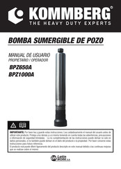 Kommberg BPZ1000A Manual De Usuario Propietario / Operador