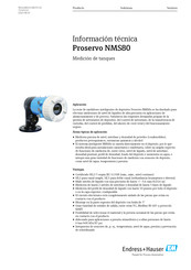 Endress+Hauser Proservo NMS80 Información Técnica