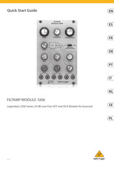 Behringer FILTAMP MODULE 1006 Guia De Inicio Rapido