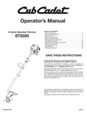 Cub Cadet ST2020 Manual Del Operador