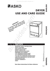 Asko T701 Guía De Uso Y Cuidado