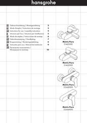 Hansgrohe Metris Puro 32664000 Instrucciones De Montaje