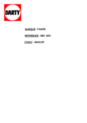 Fagor BBC-820 Manual De Instrucciones