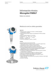 Endress+Hauser Micropilot FMR67 HART Información Técnica