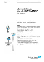 Endress+Hauser Micropilot FMR57 PROFIBUS PA Información Técnica