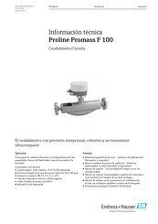 Endress+Hauser Proline Promass F 100 Información Técnica