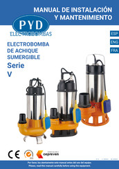 PYD Electrobombas V1500 Manual De Instalación Y Mantenimiento