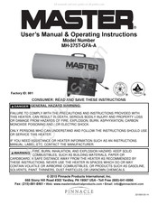 Pinnacle International Master MH-375T-GFA-A Manual Del Usuario E Instrucciones De Operación