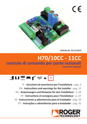 Roger Technology H70/10CC Instrucciones Y Advertencias Para El Instalador