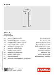 Franke RODAN RODX616 Instrucciones De Montaje Y Servicio