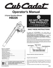 CubCadet HB226 Manual Del Operador