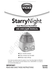 Vicks V3700 Serie Manual De Uso Y Cuidado