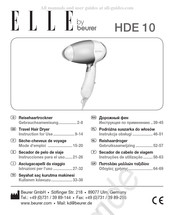 Beurer ELLE HDE 10 Instrucciones Para El Uso