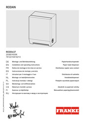 Franke RODAN RODX637 Instrucciones De Montaje Y Servicio